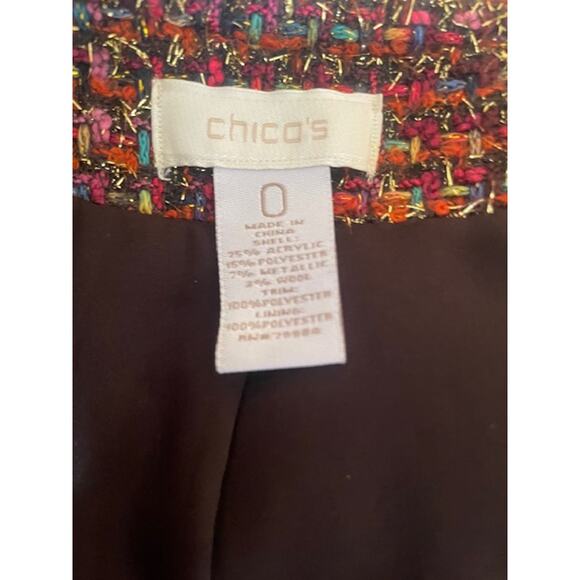 Chico's Size 0 (size 8) Bouclee Jacket Blazer Multicolor w/ Gold Thread - Picture 6 of 6